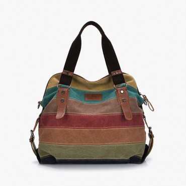 Patchwork Canvas Casual Shoulder Bag