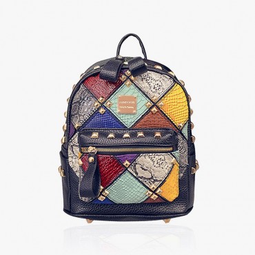 Patchwork School Panelled Backpack