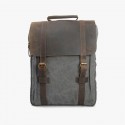 Crazy Horse Leather Canvas Travel  Backpack