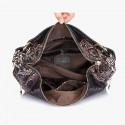 Serpentine Print Leather Shoulder Handbag