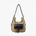 Leather &#038; Canvas Patchwork Handbag Shoulder